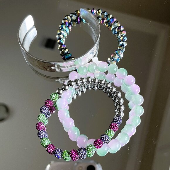 Rustic Cuff Set FOUR stackable Bracelets Set FAITH - Picture 3 of 4